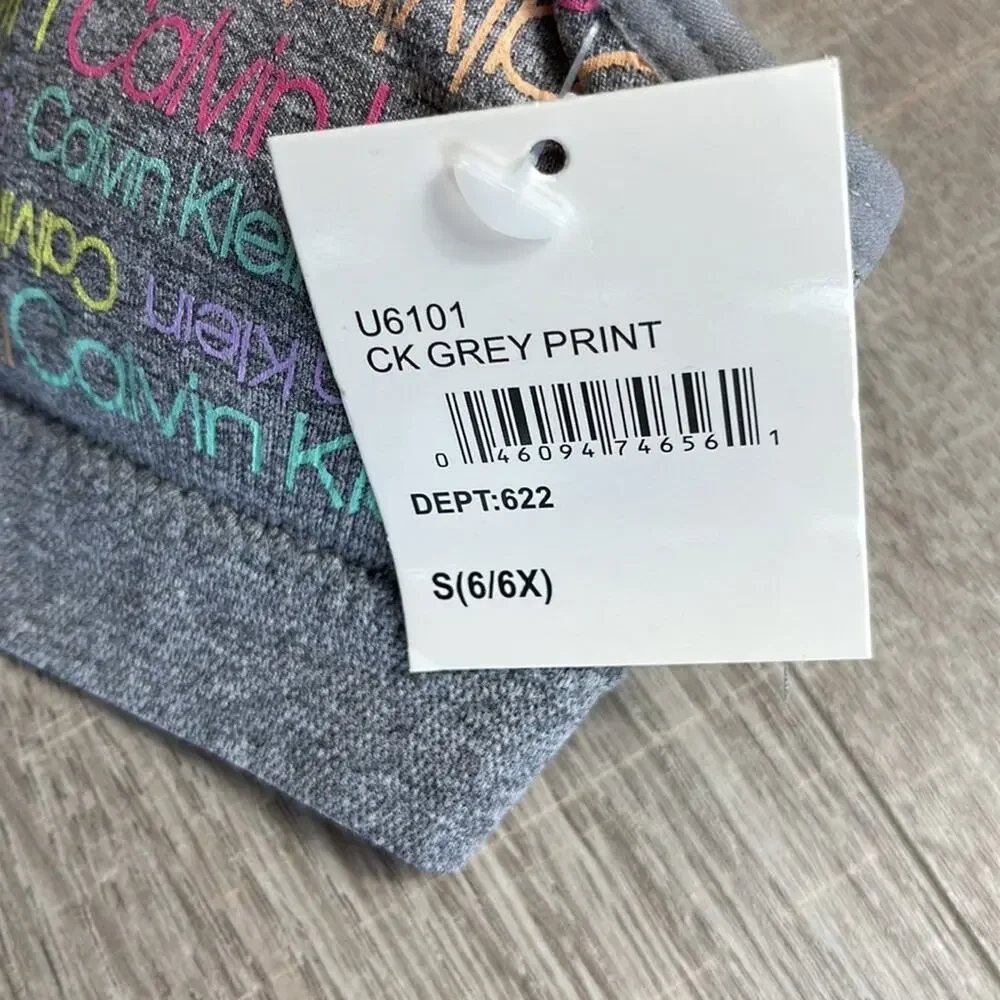 CALVIN KLEIN Gray Logo Seamless Bralette Girls Size 6-6X